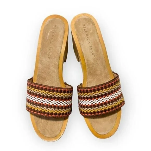 NIB Veronica BeardHannalee WovenClog Sandal Size 10, Brown multi